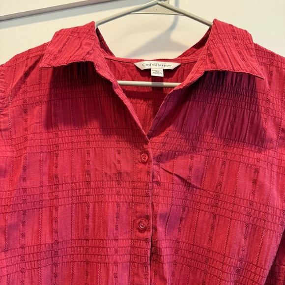 Croft & Barrow 2X Sleeveless Red Button-Down Sleeveless Top - Picture 3 of 7